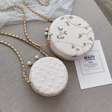 Embroidered Flowers Crossbody Bag for Women Small Messenger Handbag