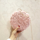 Chain Round Shape Dinner Messenger Bag Lace Banquet Women Shoulder Bag