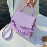 Chain Shoulder Bag Crossbody Bags for Women Solid Flap Handle Small Bag