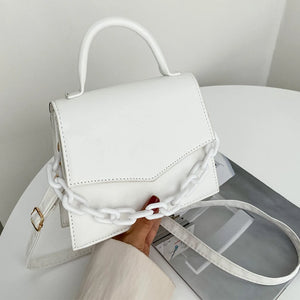 Chain Shoulder Bag Crossbody Bags for Women Solid Flap Handle Small Bag