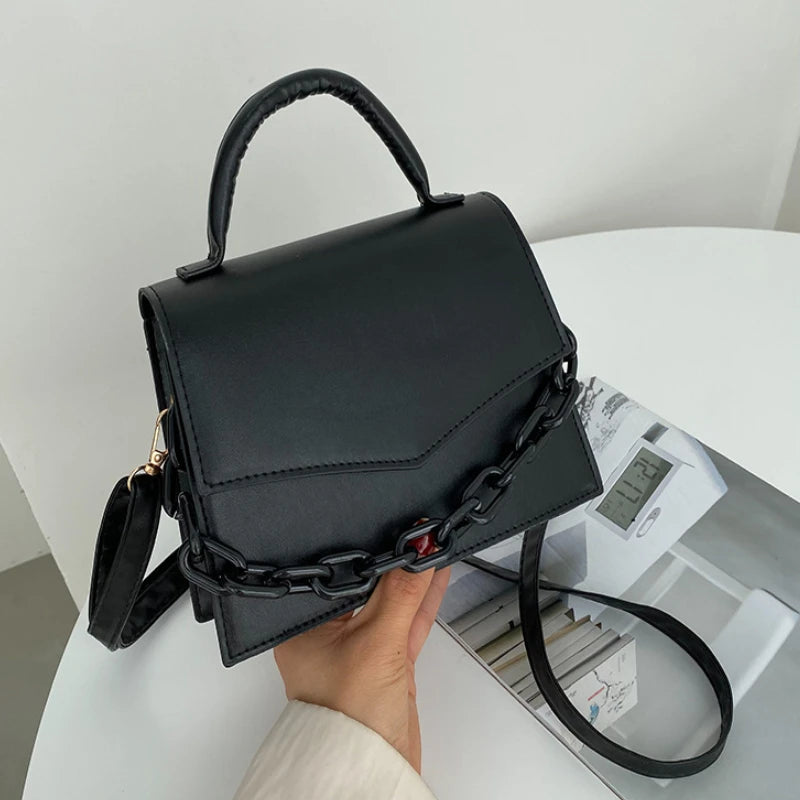 Chain Shoulder Bag Crossbody Bags for Women Solid Flap Handle Small Bag