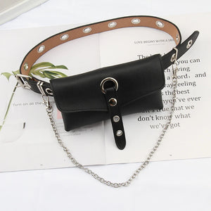 Chain Bag Belts for Women Jean Punk Silver Pin Buckle Belt
