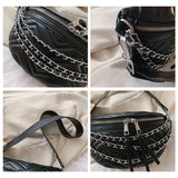 Leather Chain Waist Bag for Women Lady Purse Hip Pack Crossbody Bag