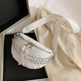 Leather Chain Waist Bag for Women Lady Purse Hip Pack Crossbody Bag
