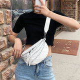 Leather Chain Waist Bag for Women Lady Purse Hip Pack Crossbody Bag