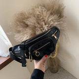 Chain Waist Bag Women's PU Leather Waist Fanny Packs Belt Bag