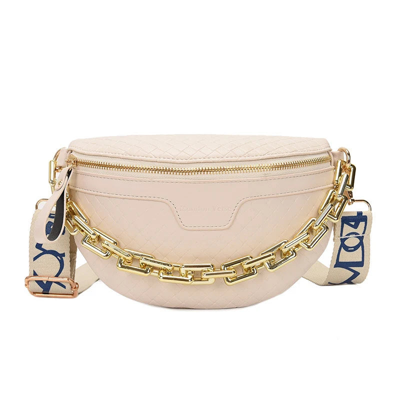 Chain Waist Bag Women's PU Leather Waist Fanny Packs Belt Bag