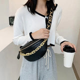 Chain Waist Bag Women's PU Leather Waist Fanny Packs Belt Bag