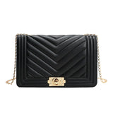 Chain Women Shoulder Bag Pu Leather Casual Solid Crossbody Bags