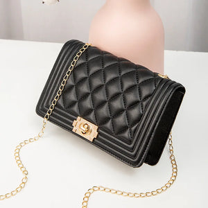 Chain Women Shoulder Bag Pu Leather Casual Solid Crossbody Bags