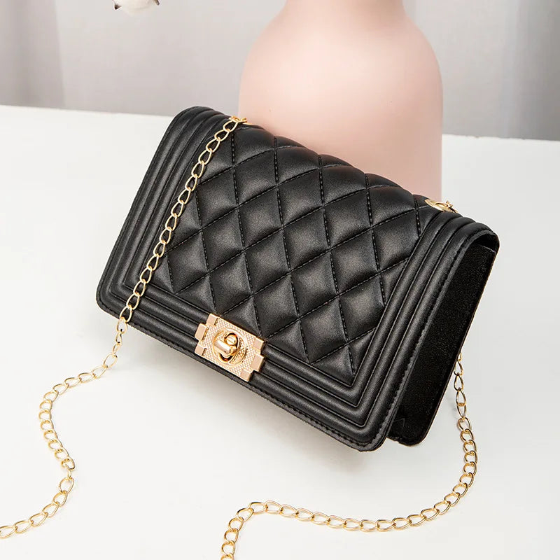 Chain Women Shoulder Bag Pu Leather Casual Solid Crossbody Bags