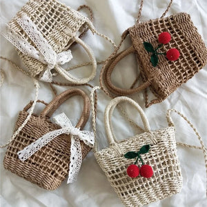 Cherry Straw Bag Seaside Vacation Beach Shoulder Cross Small Fresh Sh