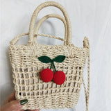 Cherry Straw Bag Seaside Vacation Beach Shoulder Cross Small Fresh Sh