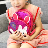 Girls Rabbit Ear Sequins Backpack Kids School PU Leather Book Bags