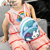 Girls Rabbit Ear Sequins Backpack Kids PU Leather Book Bag