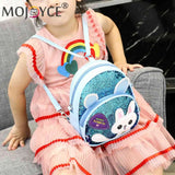 Girls Rabbit Ear Sequins Backpack Kids School PU Leather Book Bags