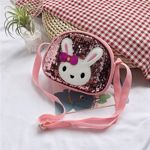 Girls Mini PU Leather Sequins Handbag Small Purse Cross Body Bag