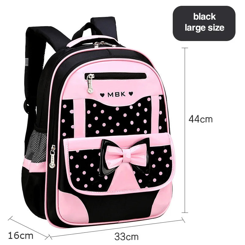 Kids Dot Bow School Backpack Set Primary Schoolbag Satchel Mochila