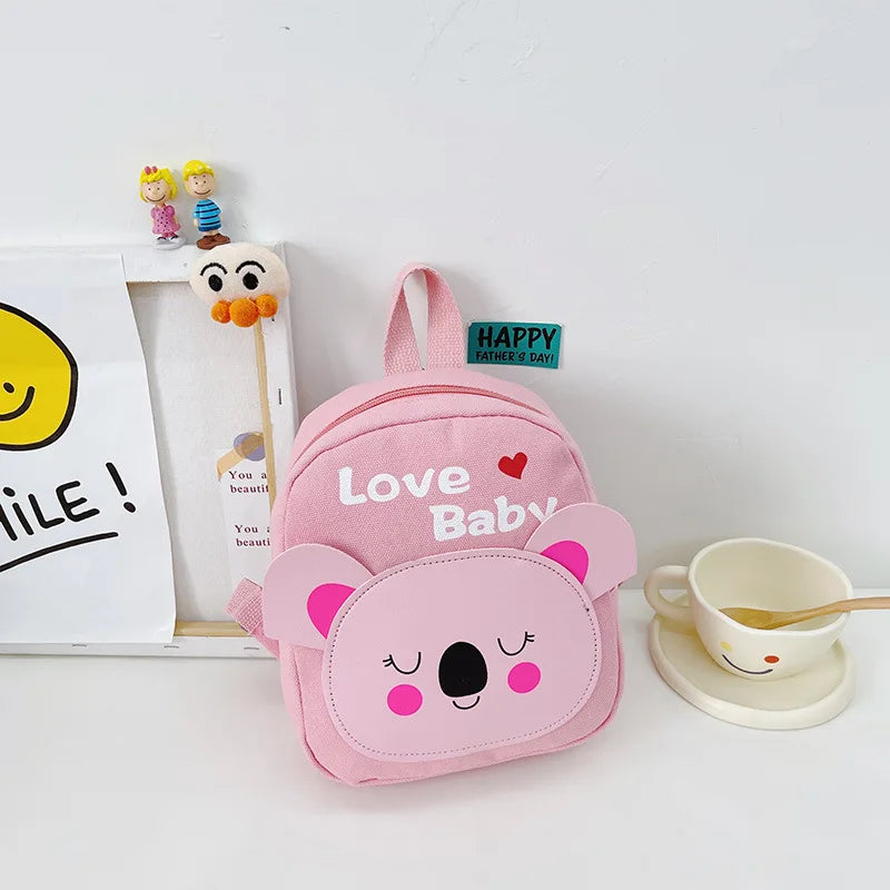 Girls' Cartoon Animal Canvas Pink Backpack