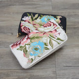 Chinese Ethnic Embroidery Wallet Double Zip Multi-function