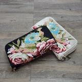 Chinese Ethnic Embroidery Wallet Double Zip Multi-function