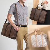 Plaid Leather Laptop Briefcase for Office Business Travel