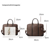 Plaid Leather Laptop Briefcase for Office Business Travel