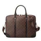 Plaid Leather Laptop Briefcase for Office Business Travel