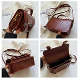 Women's Square Messenger Bag with Strape Buckle Shoulder Strap