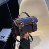 Women's Square Messenger Bag with Strape Buckle Shoulder Strap