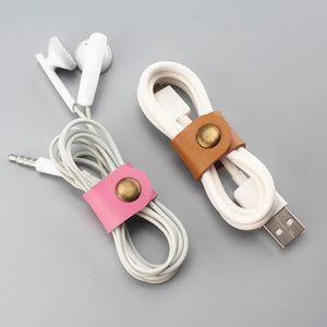 Colorful Leather Earphone Cable Holder Organizer
