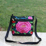 Bohemian Floral Embroidered Mini Shoulder Bag with Multi-Zippers