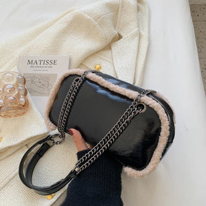 Furry Leather Crossbody Handbag Shoulder Bag
