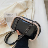Furry Leather Crossbody Handbag Shoulder Bag