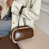 Furry Leather Crossbody Handbag Shoulder Bag