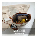 Contrast Canvas Women's Tote Bag Large Capacity One Shoulder Crossbody Bag