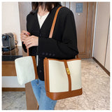Contrast Canvas Women's Tote Bag Large Capacity One Shoulder Crossbody Bag