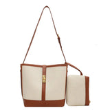Contrast Canvas Women's Tote Bag Large Capacity One Shoulder Crossbody Bag