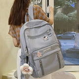 Waterproof Nylon Women Backpack Multi-Pocket Travel Rucksack