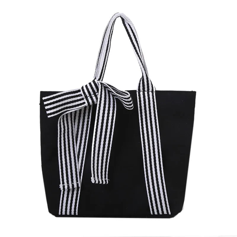 Girls Tote Bags Ladies Canvas Bag All-match Small Fresh Bow Handbags