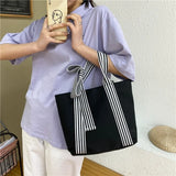 Girls Tote Bags Ladies Canvas Bag All-match Small Fresh Bow Handbags