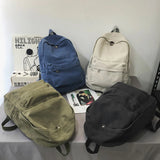 Canvas Green Laptop Student Bag Women Men College Bag Female Backpack