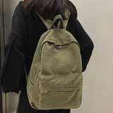 Canvas Green Laptop Student Bag Women Men College Bag Female Backpack