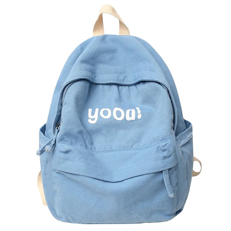 Canvas Laptop Student Bag Women Men College Bag Travel Backpack