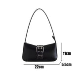 Vintage Women Buckle Handbags Ladies PU Leather Armpit Shoulder Bag