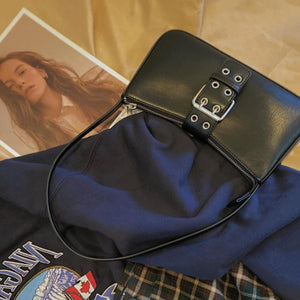 Vintage Women Buckle Handbags Ladies PU Leather Armpit Shoulder Bag