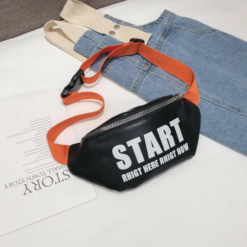 Kids Girl Letter Waist Fanny Pack PU Leather Travel Bum Bag