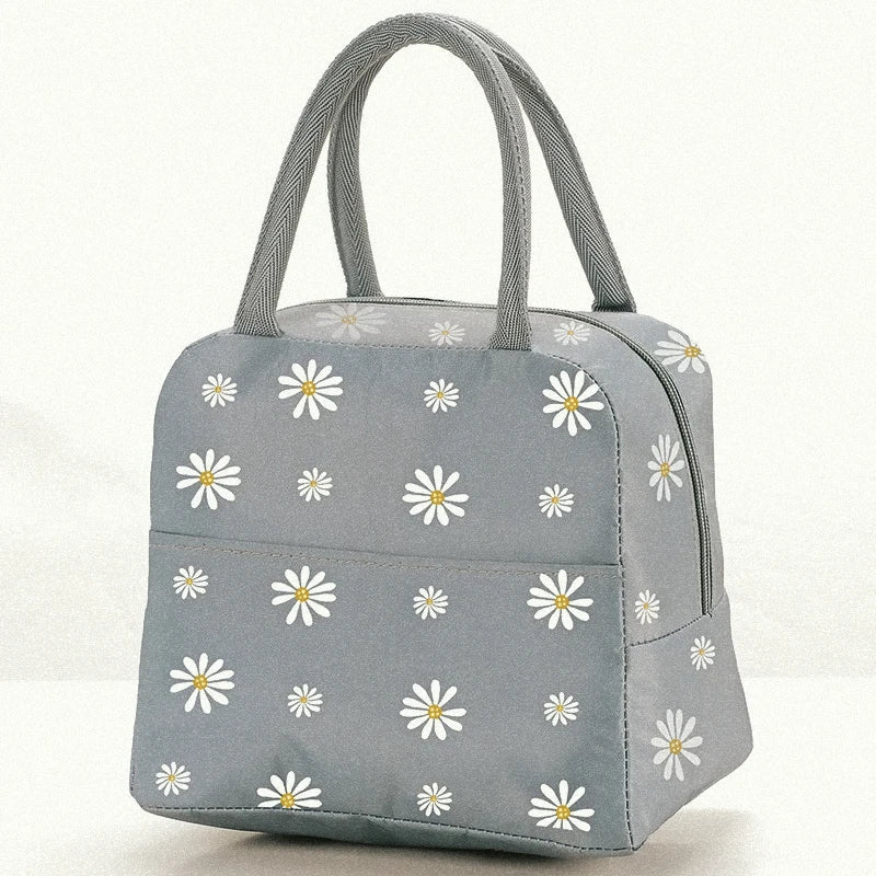 Waterproof Nylon Portable Zipper Thermal Lunch Bag For Women