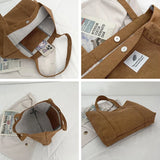 Corduroy Handbags Retro Canvas Shoulder Bags for Women Large Capacity