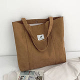 Corduroy Handbags Retro Canvas Shoulder Bags for Women Large Capacity